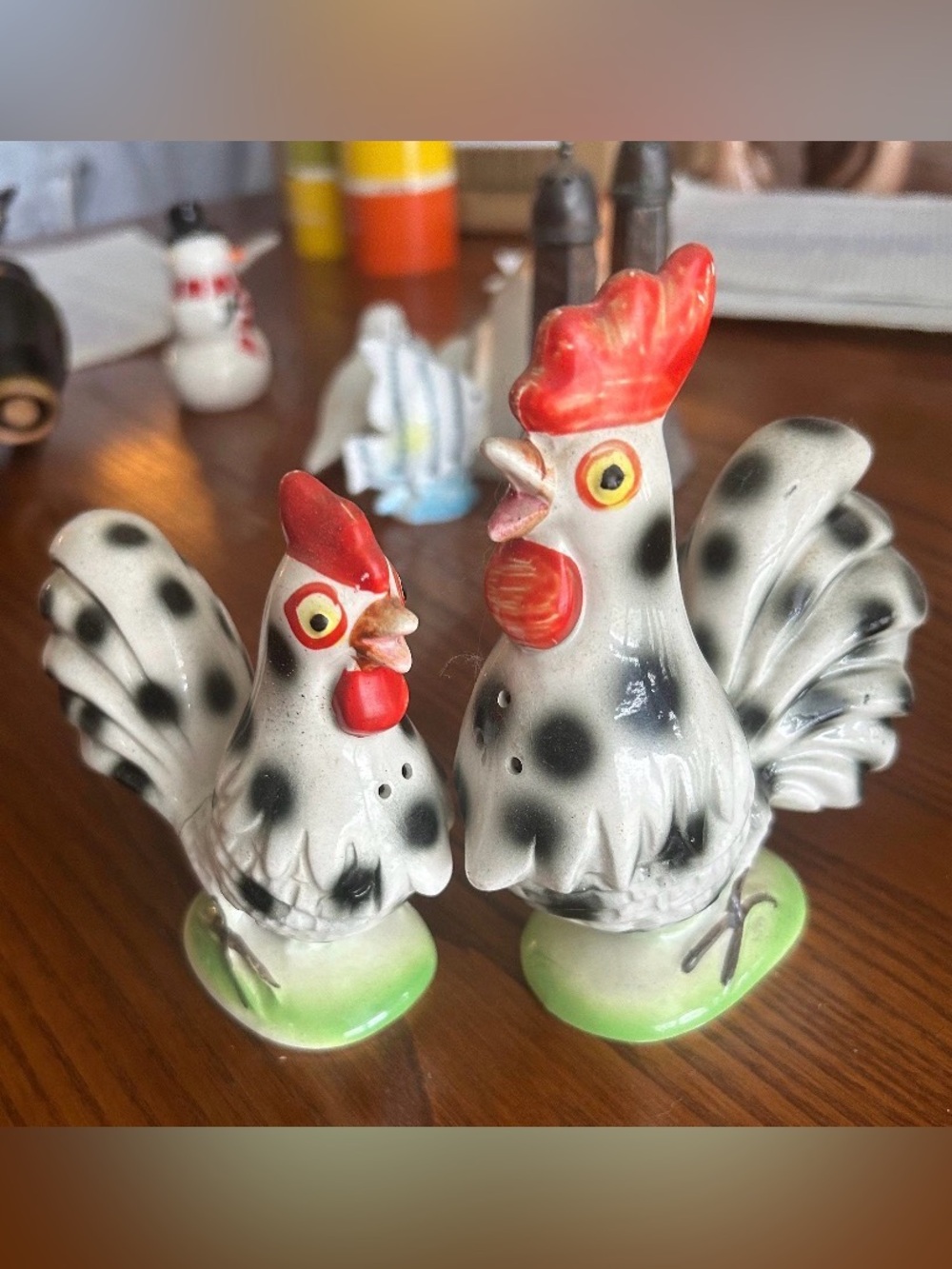 Vintage Arrow Ceramic Rooster Salt And Pepper Shaker Japan Repaired